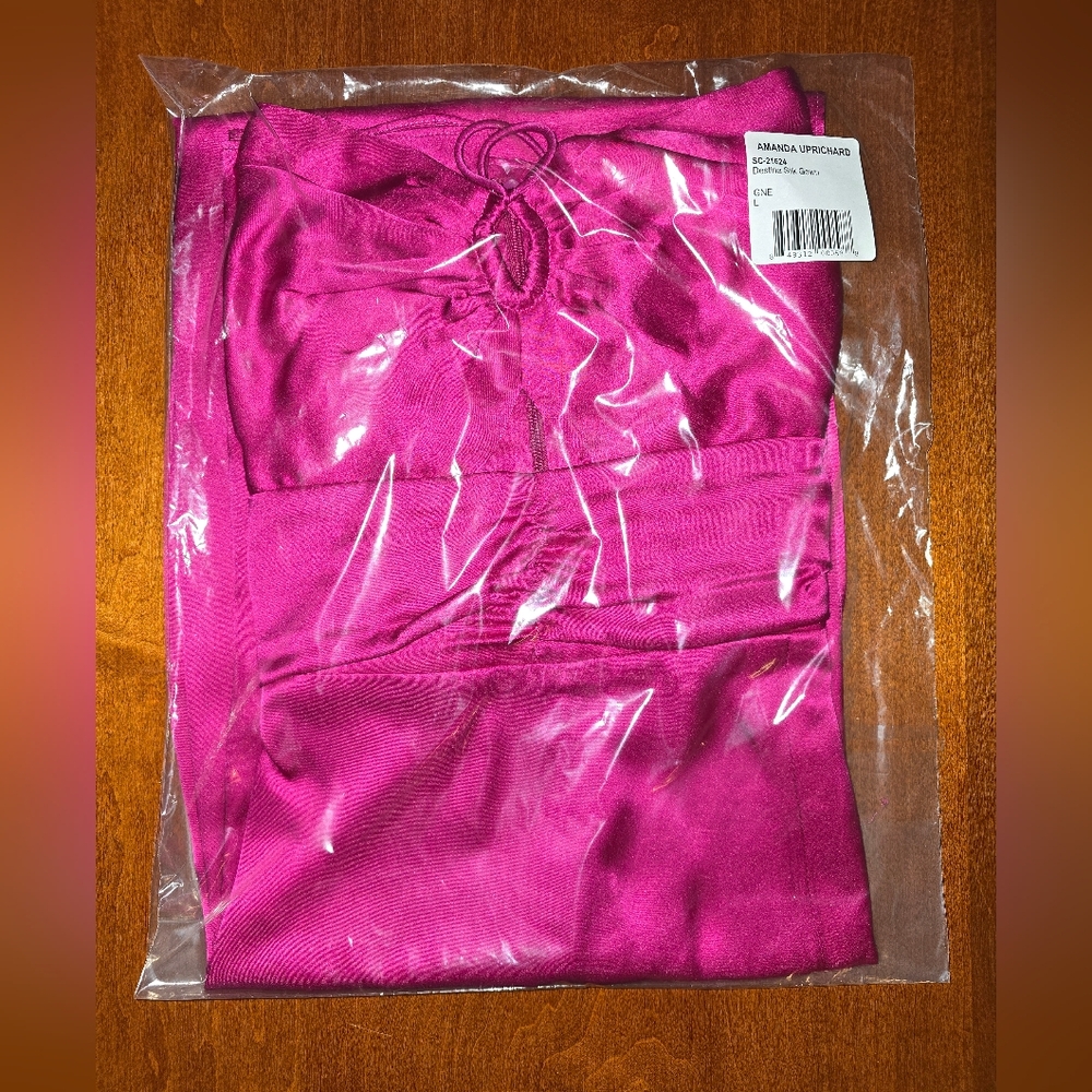 NWT Amanda Uprichard x REVOLVE Destina Fuschia Pink Silk Maxi Gown - Sz Large - Picture 6 of 6